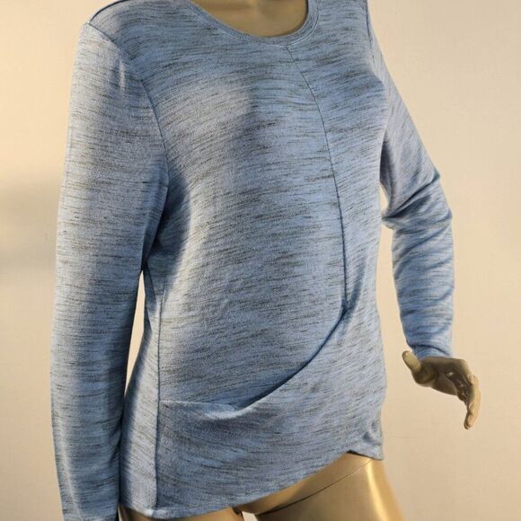 Nic + Zoe Hazed Blue Knit Shirt Women Sz L Faux Wrap Long Sleeve - Picture 3 of 9